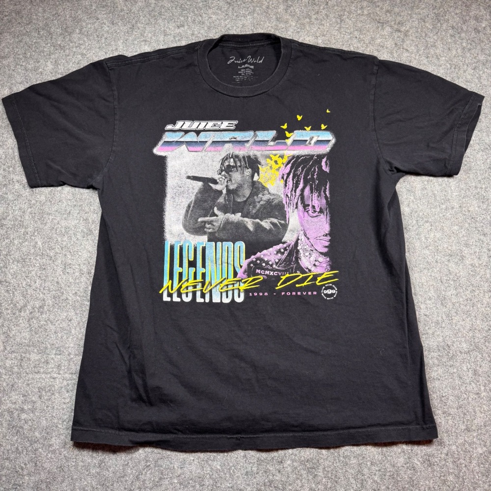 Juice Wrld Legends Never Die Graphic T-Shirt Mens‎ Large Black Cotton Rap Tee